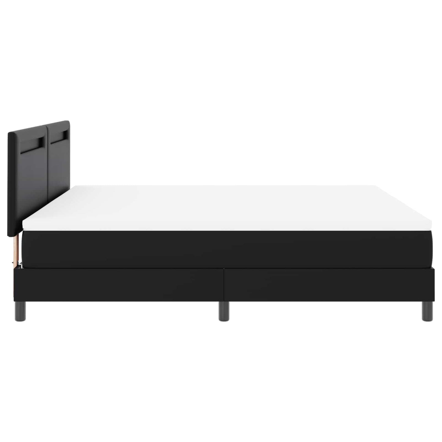 Boxrugós ágy LED szalagokkal Fekete 180 x 200 cm Műbőr
