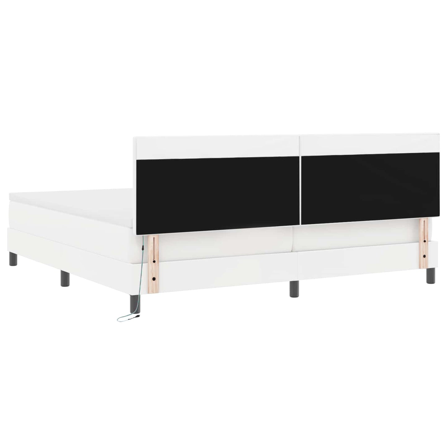 Boxrugós ágy matracmal leddel Fehér 200 x 200 cm Műbőr