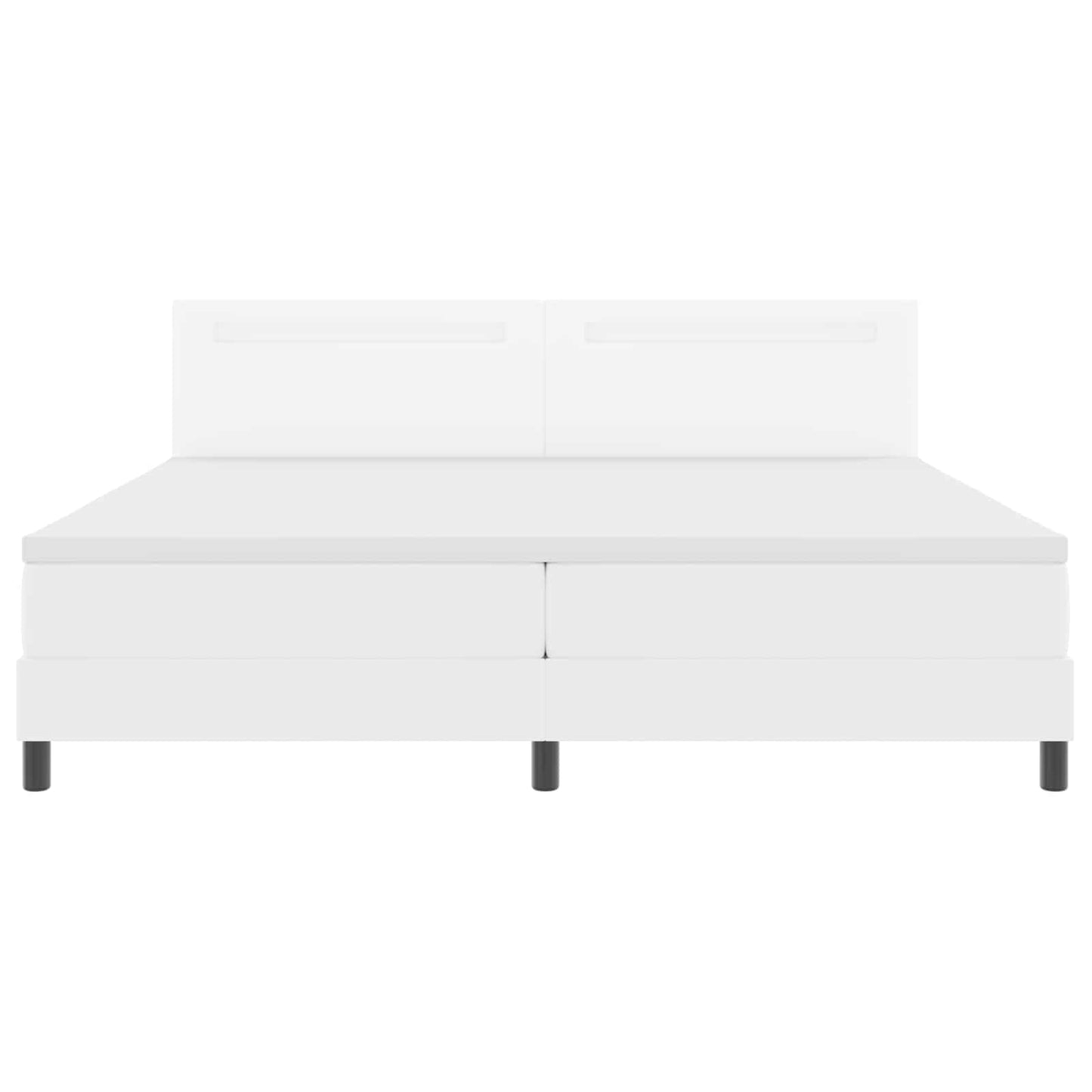 Boxrugós ágy matracmal leddel Fehér 200 x 200 cm Műbőr