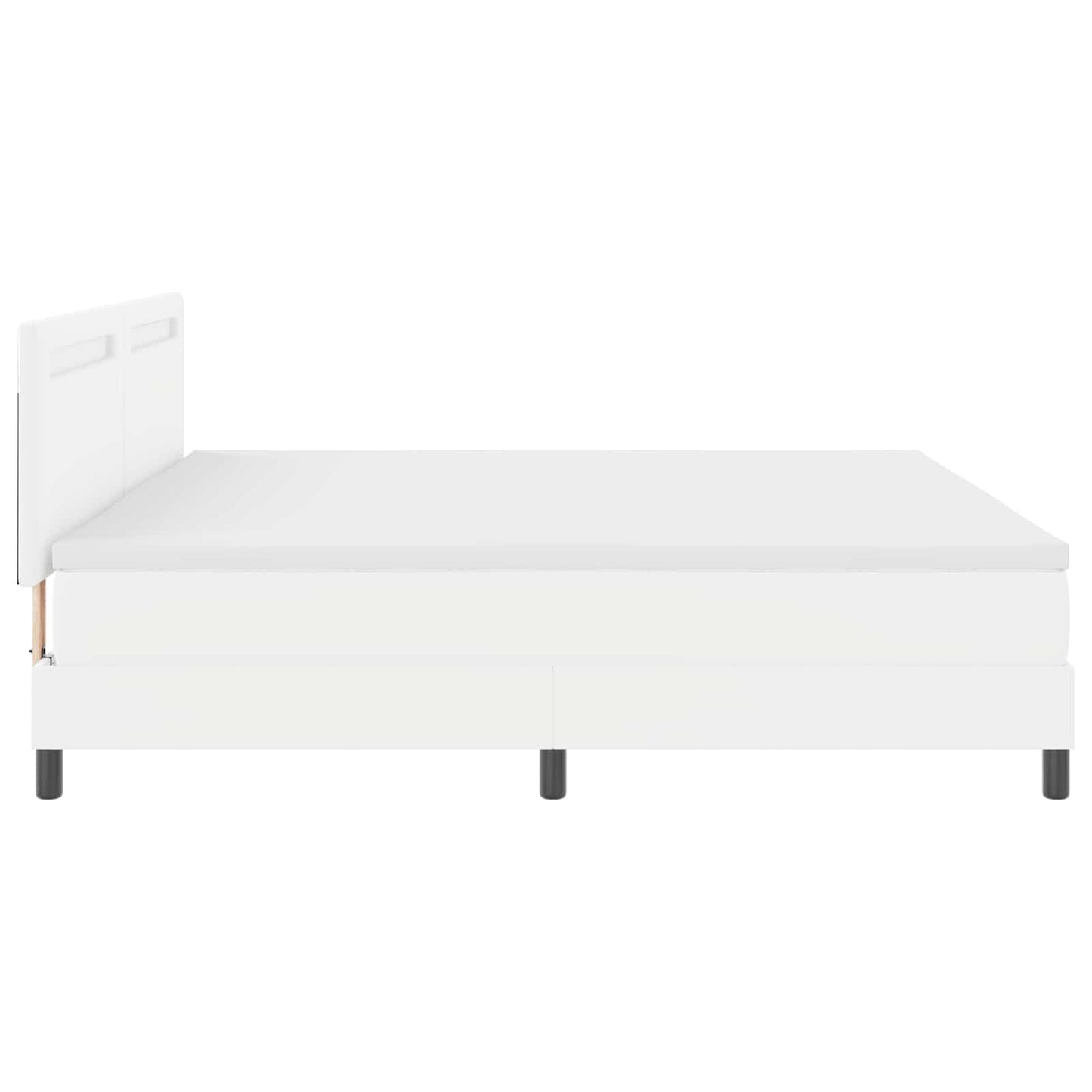 Boxrugós ágy matracmal leddel Fehér 200 x 200 cm Műbőr