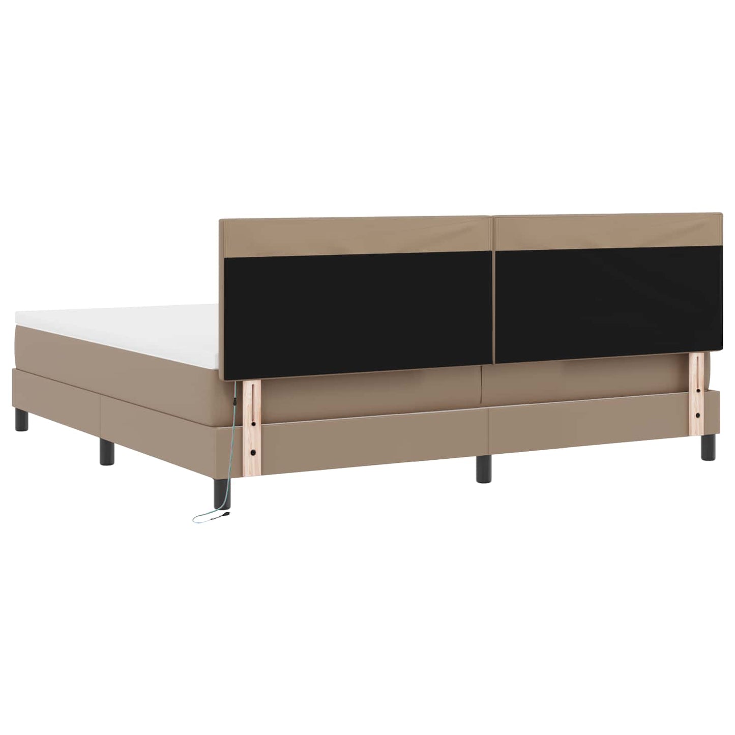 Boxrugós ágy matracmal leddel Cappuccino 200 x 200 cm Műbőr
