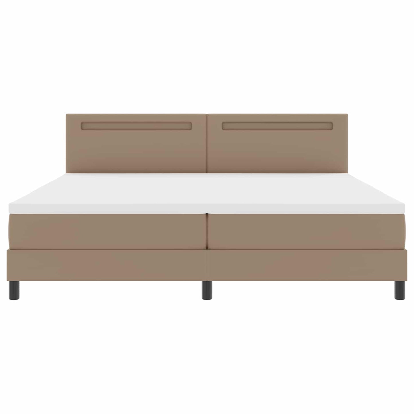Boxrugós ágy matracmal leddel Cappuccino 200 x 200 cm Műbőr