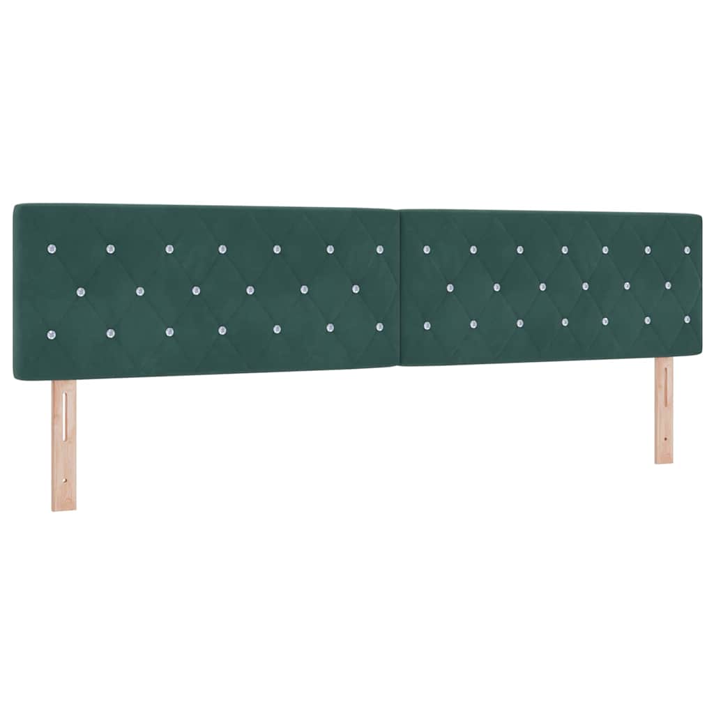 Boxrugós ágy matracmal Sötétzöld 200 x 200 cm Bársony