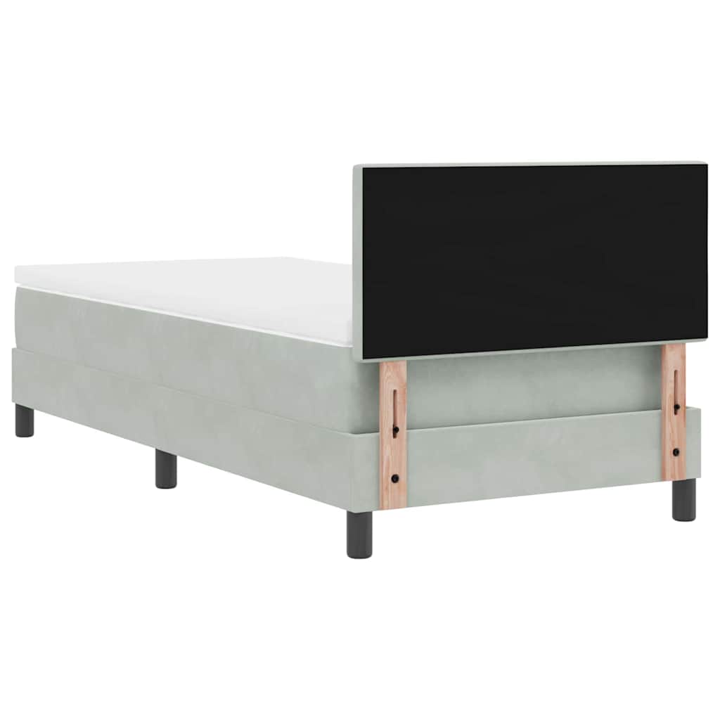 Boxrugós ágy fejtámlával Világosszürke 80 x 200 cm Bársony
