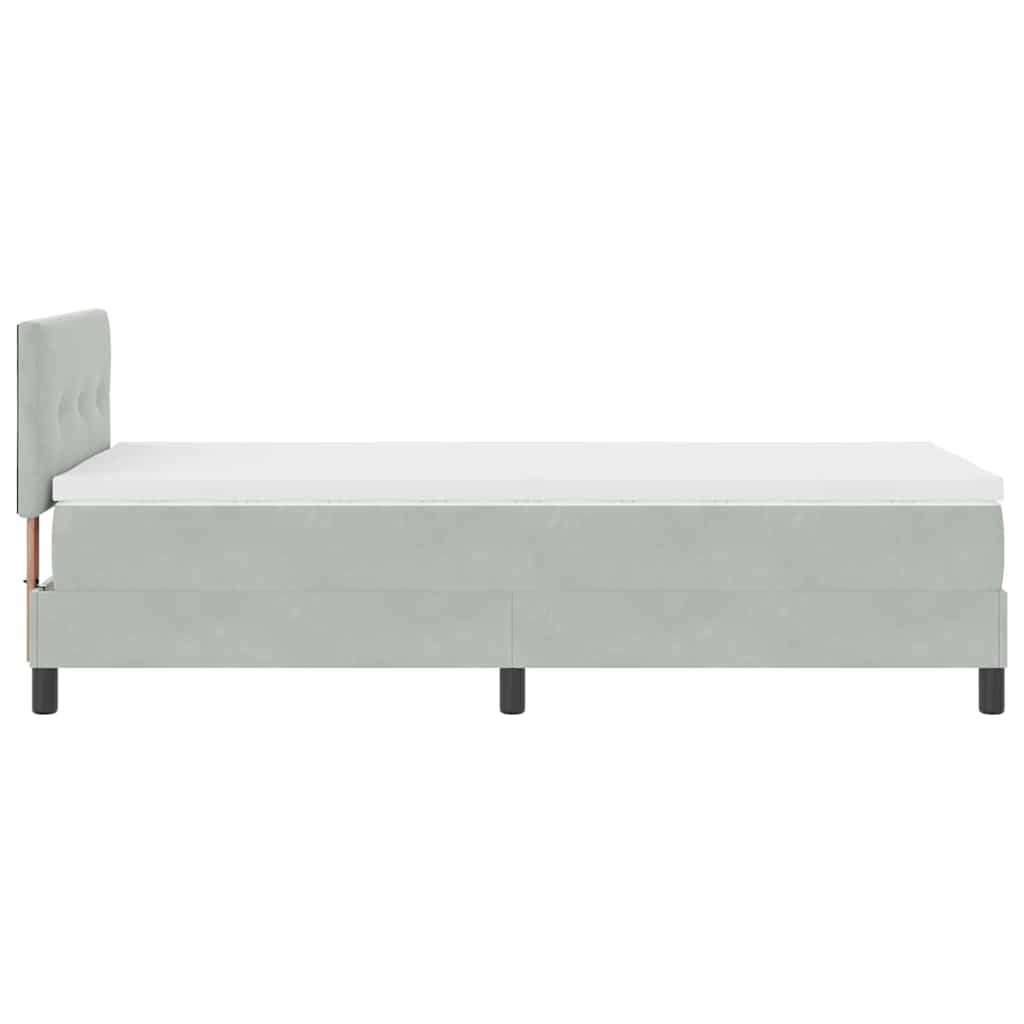 Boxrugós ágy fejtámlával Világosszürke 80 x 200 cm Bársony