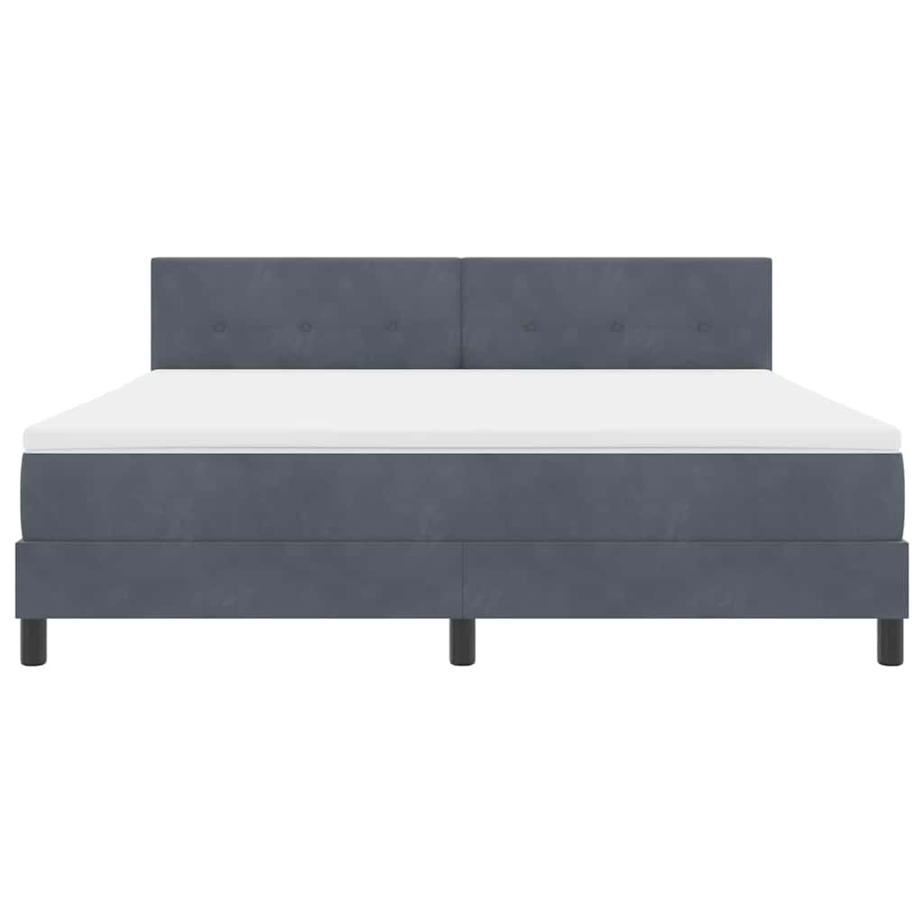 Boxrugós ágy fejtámlával Sötétszürke 180 x 200 cm Bársony