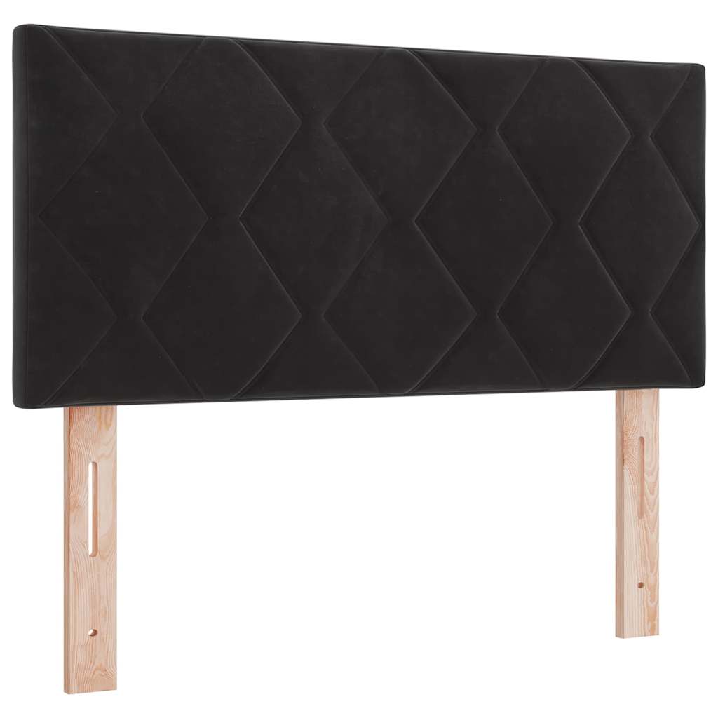 Boxrugós ágy matracmal fejtámlával Fekete 90 x 200 cm Bársony