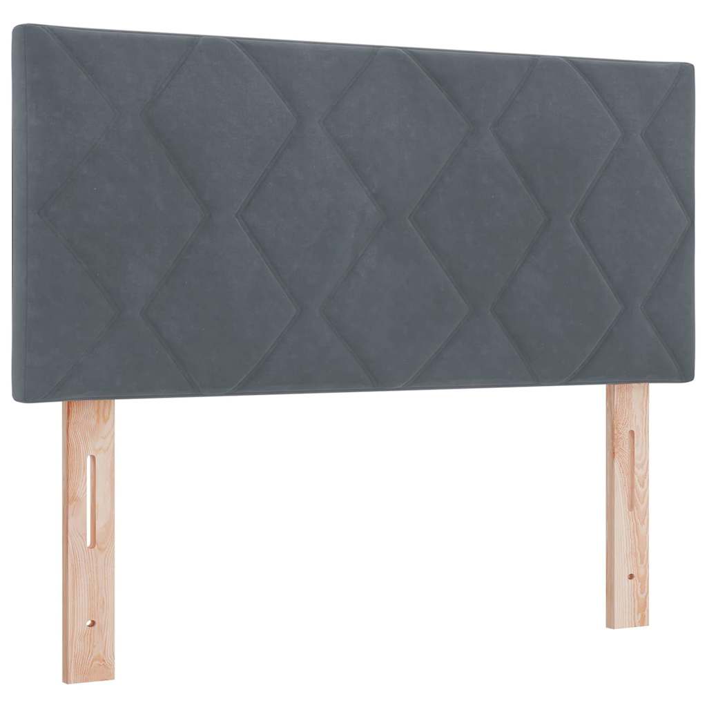 Boxrugós ágy fejtámlával Sötétszürke 120 x 200 cm Bársony