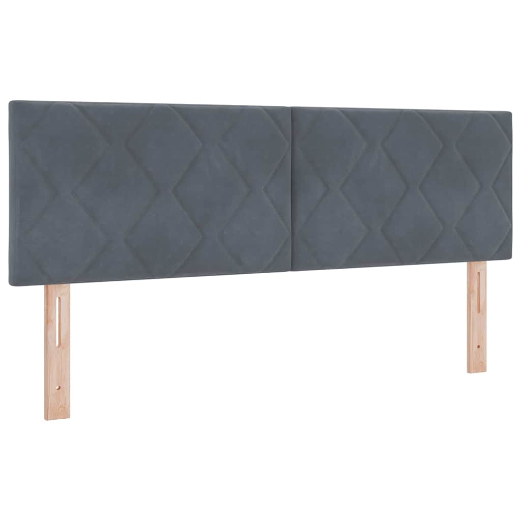 Boxrugós ágy fejtámlával Sötétszürke 140 x 190 cm Bársony