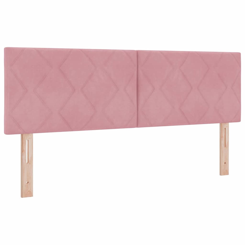 Boxrugós ágy fejtámlával Rózsaszín 140 x 190 cm Bársony