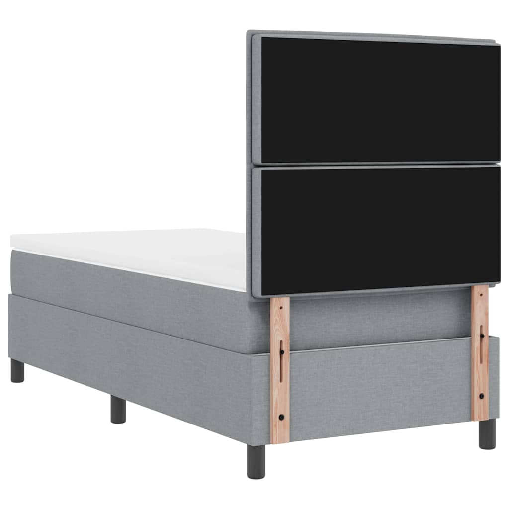 Boxrugós ágy matracmal Világosszürke 90 x 190 cm szövet