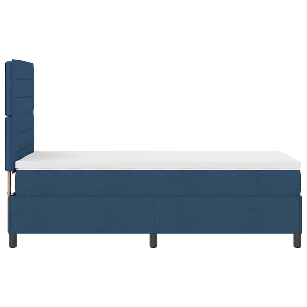 Boxrugós ágy matracmal fejtámlával Kék 90 x 190 cm szövet