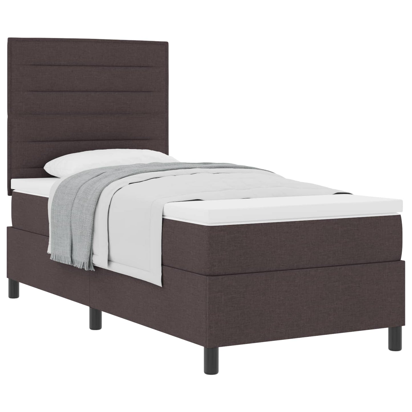Boxrugós ágy matracmal Sötét Barna 90 x 200 cm szövet