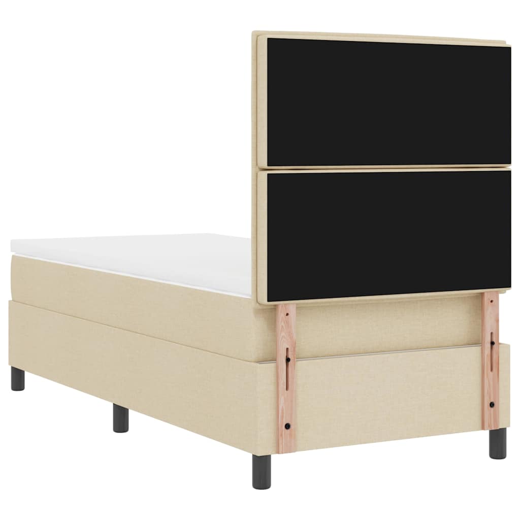 Boxrugós ágy matracmal fejtámlával Krém 90 x 200 cm szövet