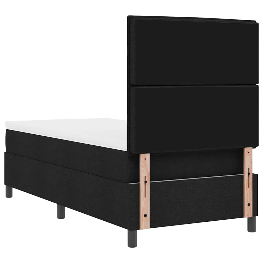 Boxrugós ágy matracmal fejtámlával Fekete 100 x 200 cm szövet