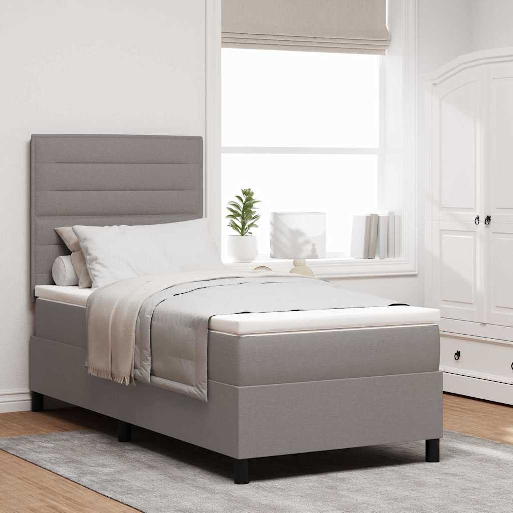 Boxrugós ágy fejtámlával Tópszínű 100 x 200 cm szövet