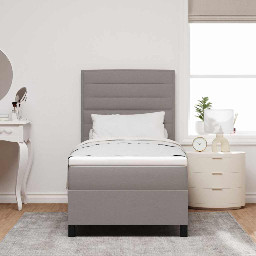 Boxrugós ágy fejtámlával Tópszínű 100 x 200 cm szövet