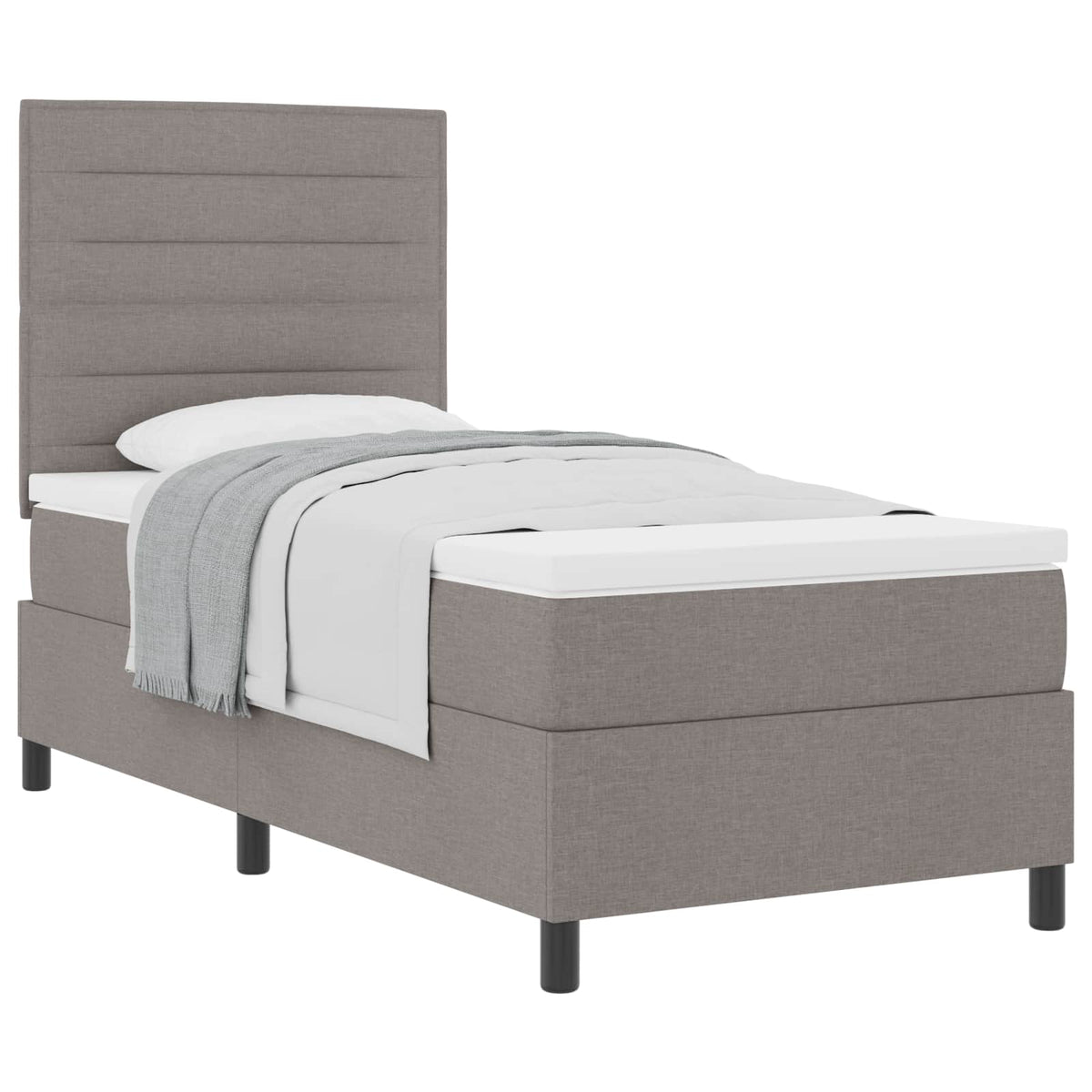 Boxrugós ágy fejtámlával Tópszínű 100 x 200 cm szövet