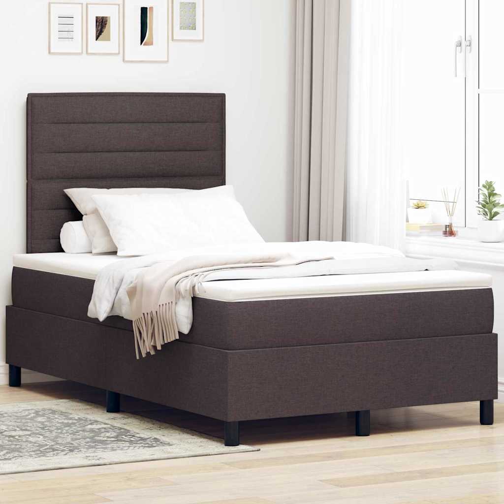 Boxrugós ágy matracmal Sötét Barna 120 x 190 cm szövet