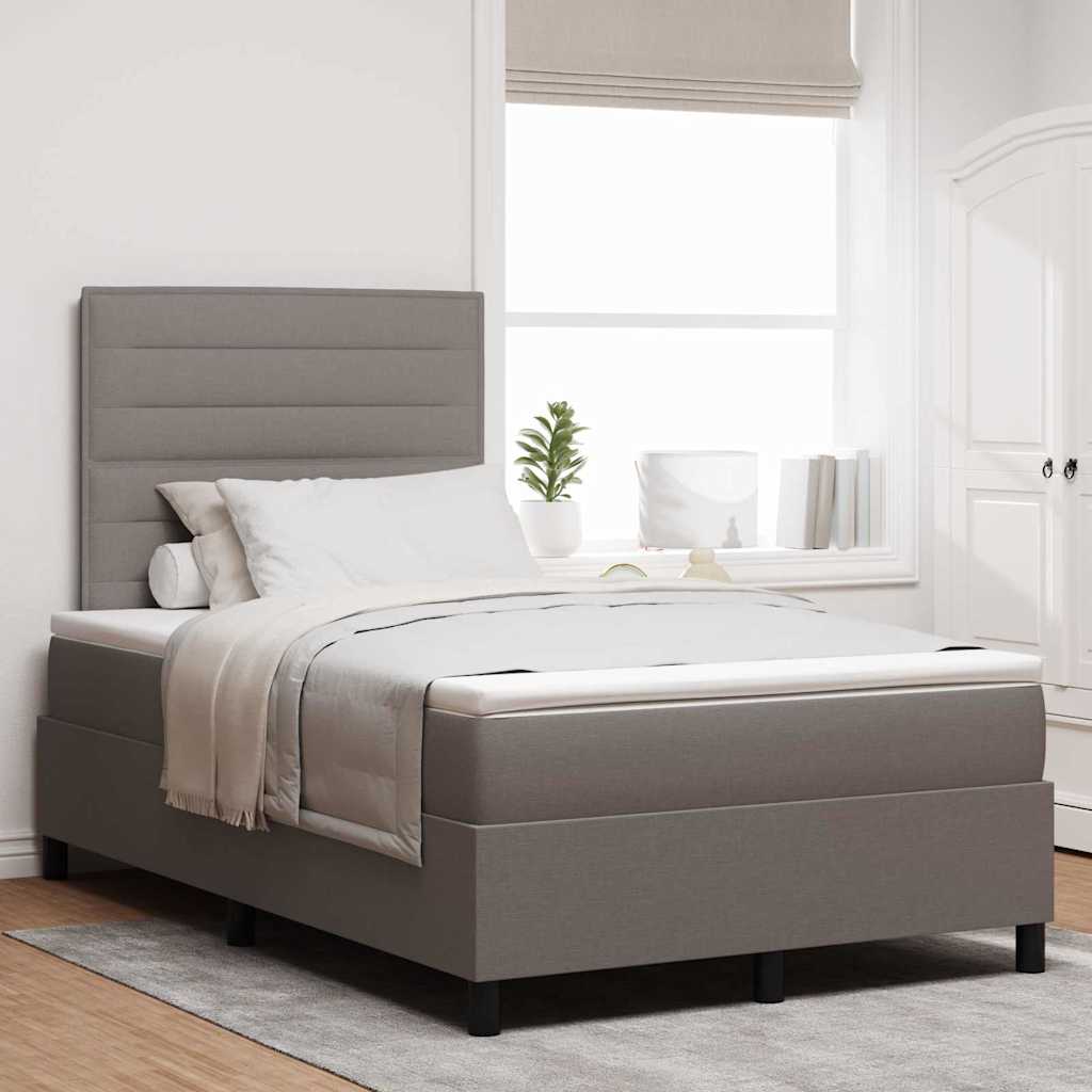 Boxrugós ágy matracmal fejtámlával Tópszínű 120 x 190 cm szövet