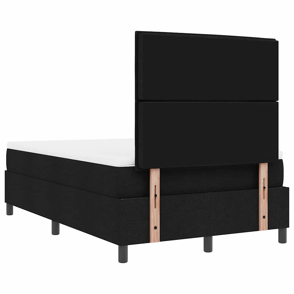 Boxrugós ágy matracmal fejtámlával Fekete 120 x 200 cm szövet