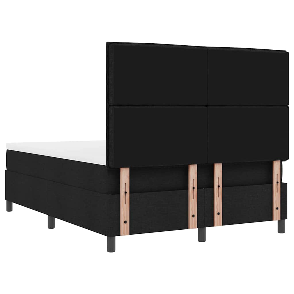 Boxrugós ágy matracmal fejtámlával Fekete 140 x 190 cm szövet