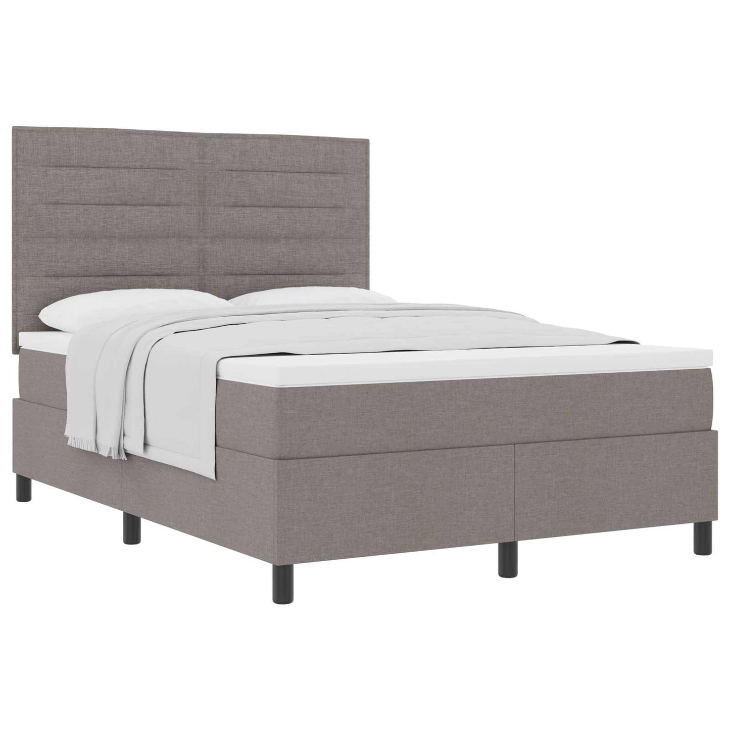 Boxrugós ágy matracmal fejtámlával Tópszínű 140 x 190 cm szövet