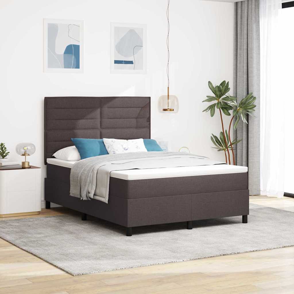 Boxrugós ágy matracmal Sötét Barna 140 x 200 cm szövet