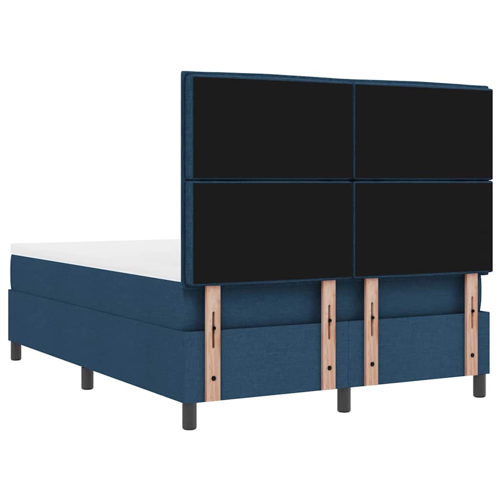 Boxrugós ágy matracmal fejtámlával Kék 140 x 200 cm szövet