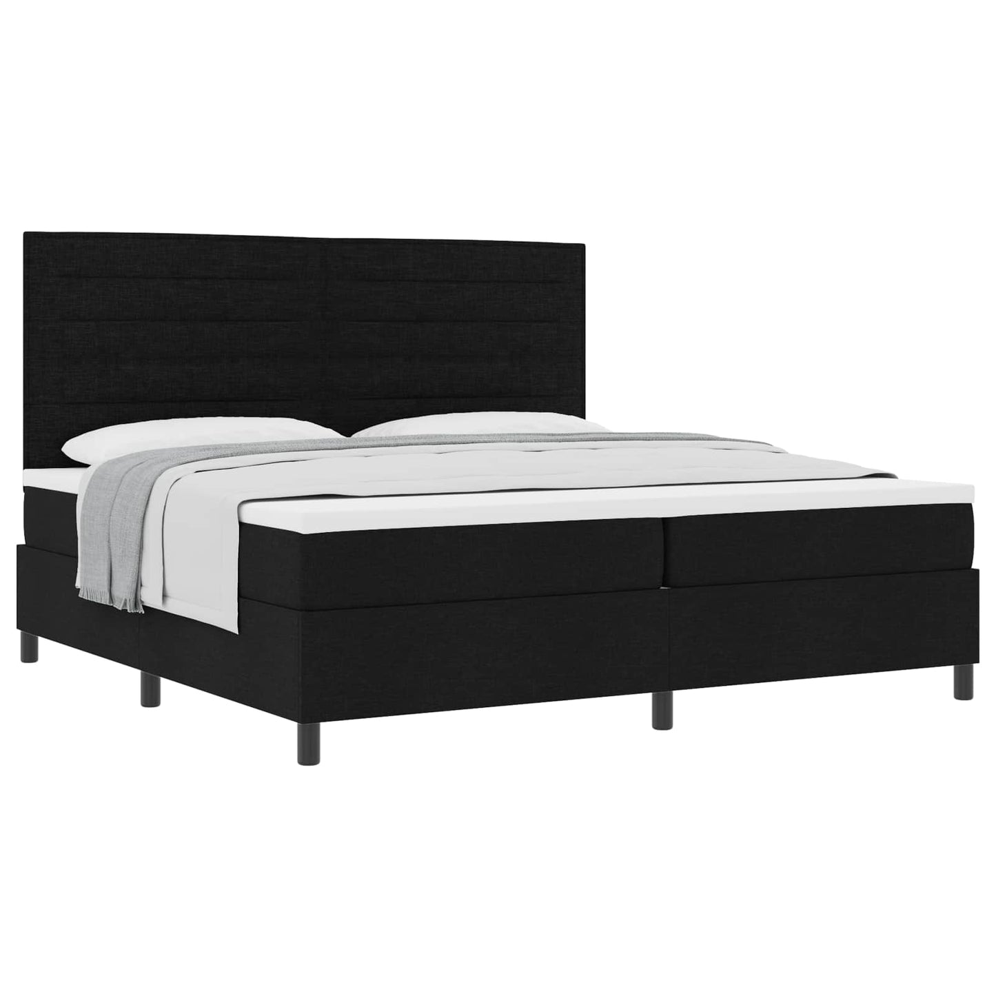 Boxrugós ágy matracmal fejtámlával Fekete 200 x 200 cm szövet