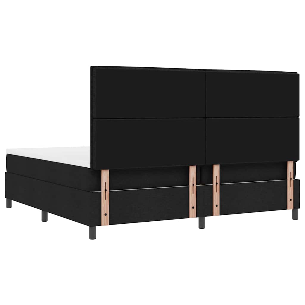 Boxrugós ágy matracmal fejtámlával Fekete 200 x 200 cm szövet