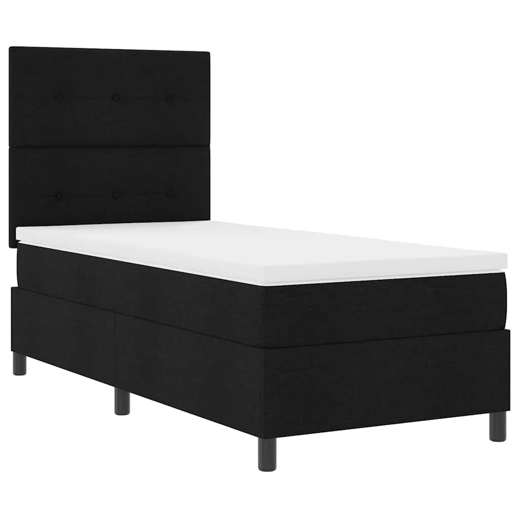 Boxrugós ágy fejtámlával Fekete 80 x 200 cm szövet