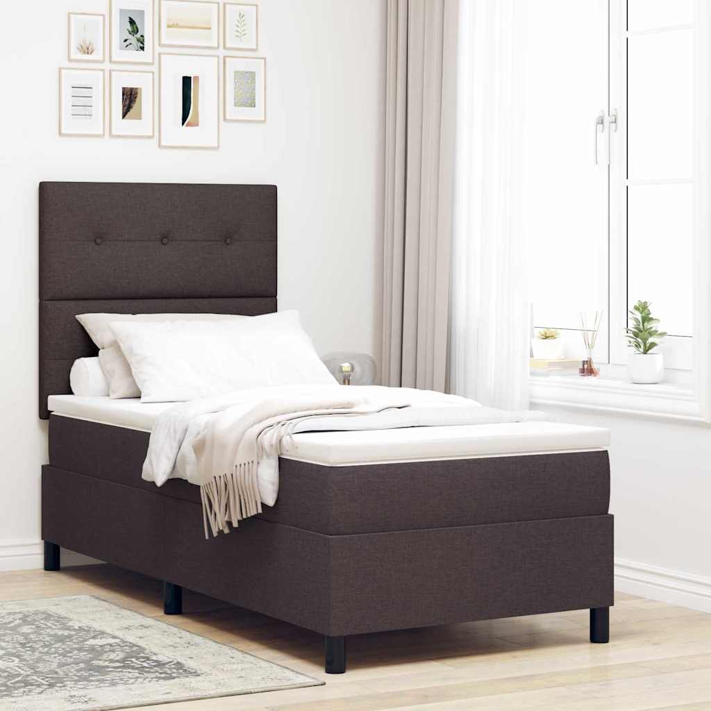 Boxrugós ágy matracmal Sötét Barna 80 x 200 cm szövet
