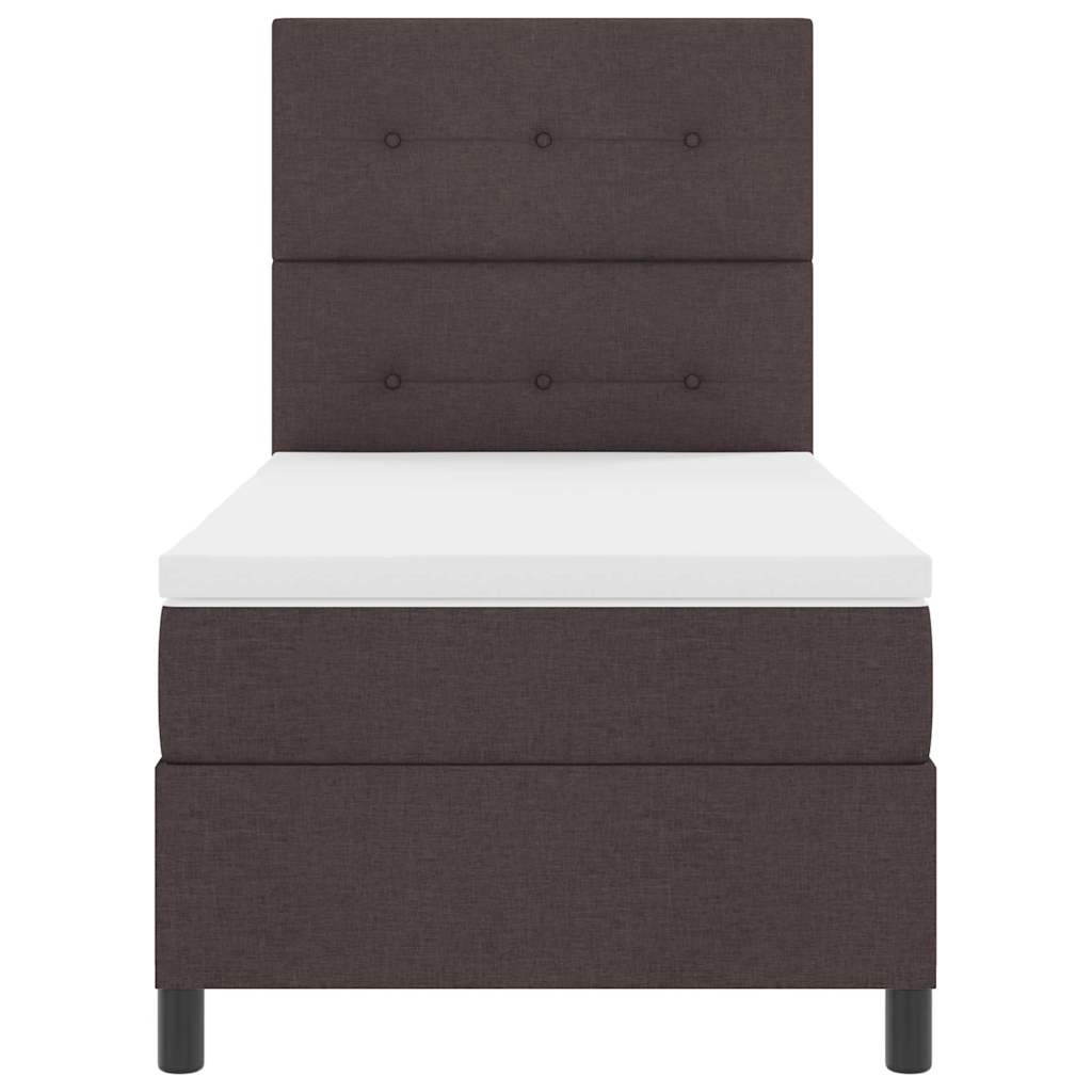 Boxrugós ágy fejtámlával Sötét Barna 80 x 200 cm szövet