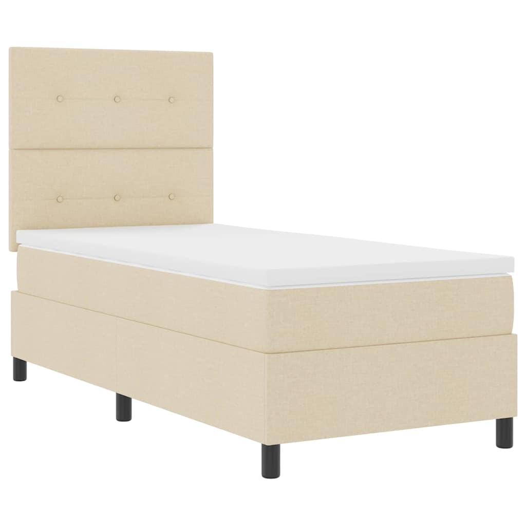 Boxrugós ágy fejtámlával Krém 80 x 200 cm szövet