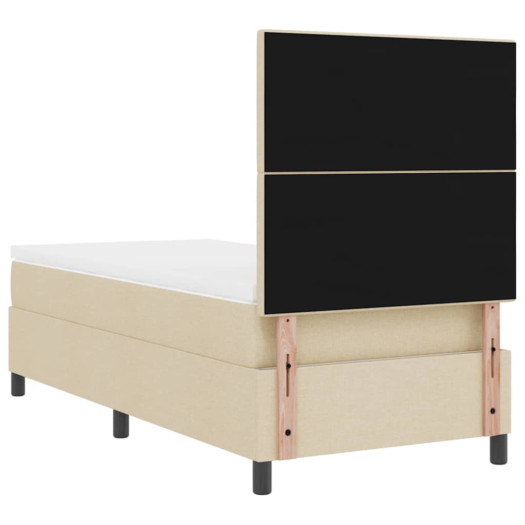 Boxrugós ágy fejtámlával Krém 80 x 200 cm szövet