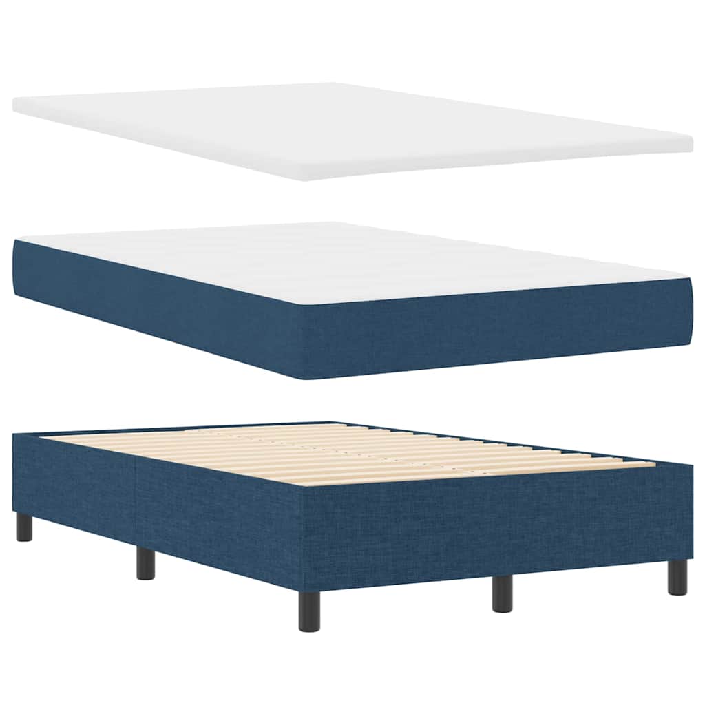 Boxrugós ágy matracmal fejtámlával Kék 120 x 190 cm szövet