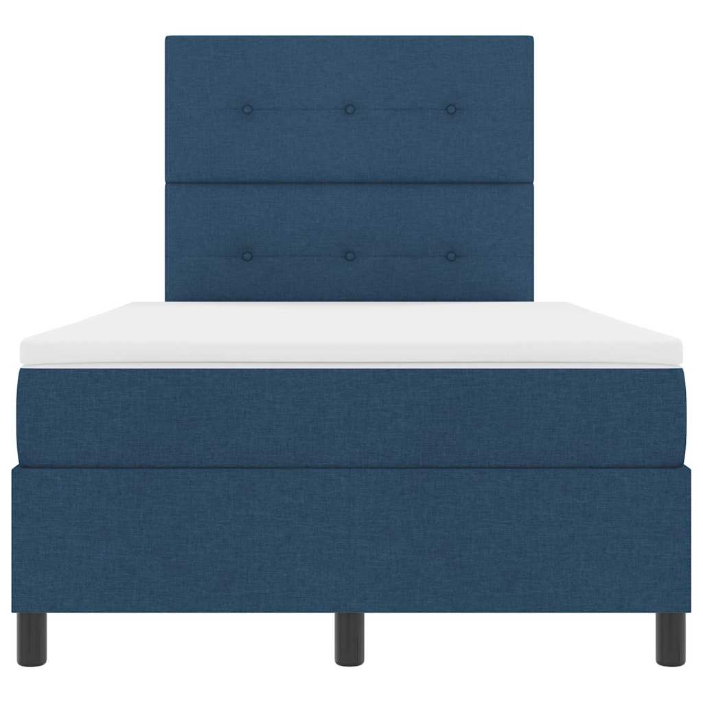 Boxrugós ágy matracmal fejtámlával Kék 120 x 190 cm szövet