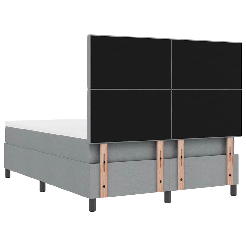 Boxrugós ágy fejtámlával Világosszürke 160 x 200 cm szövet