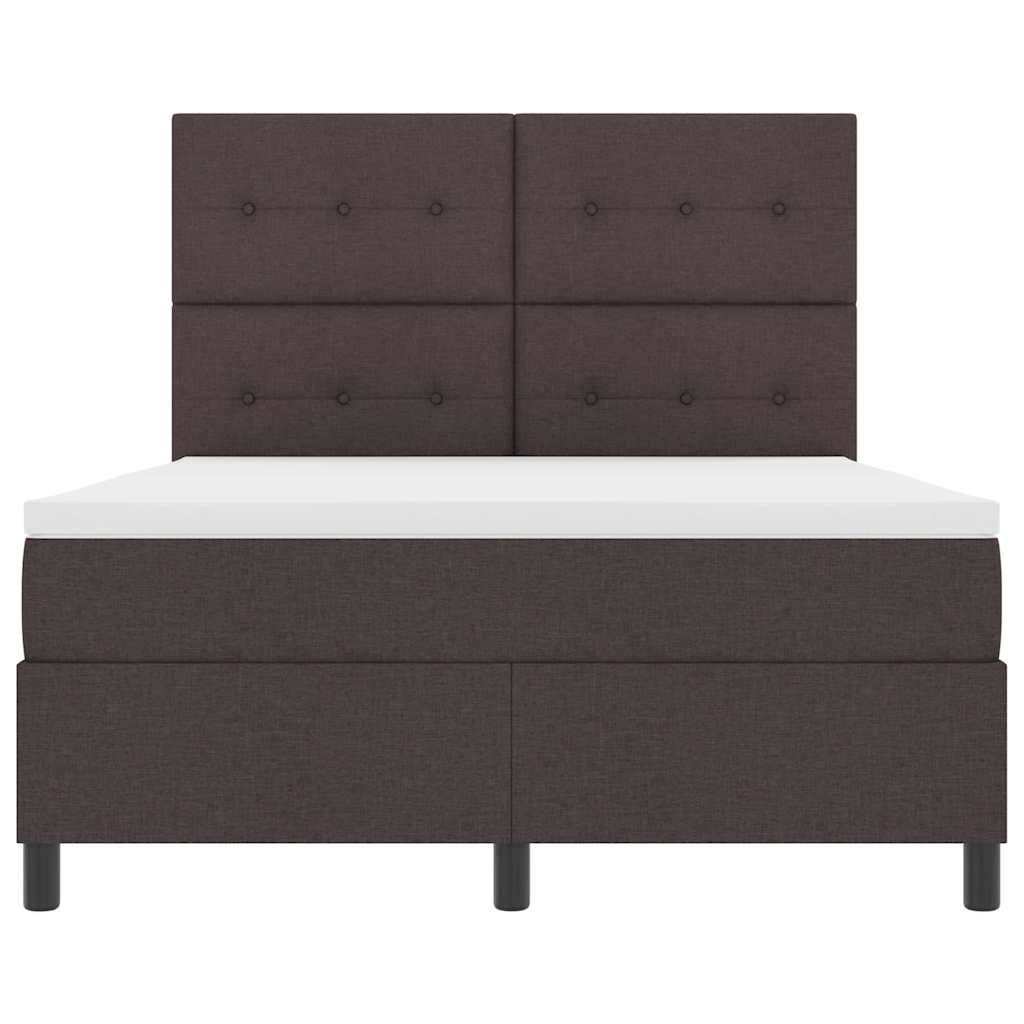 Boxrugós ágy fejtámlával Sötét Barna 160 x 200 cm szövet