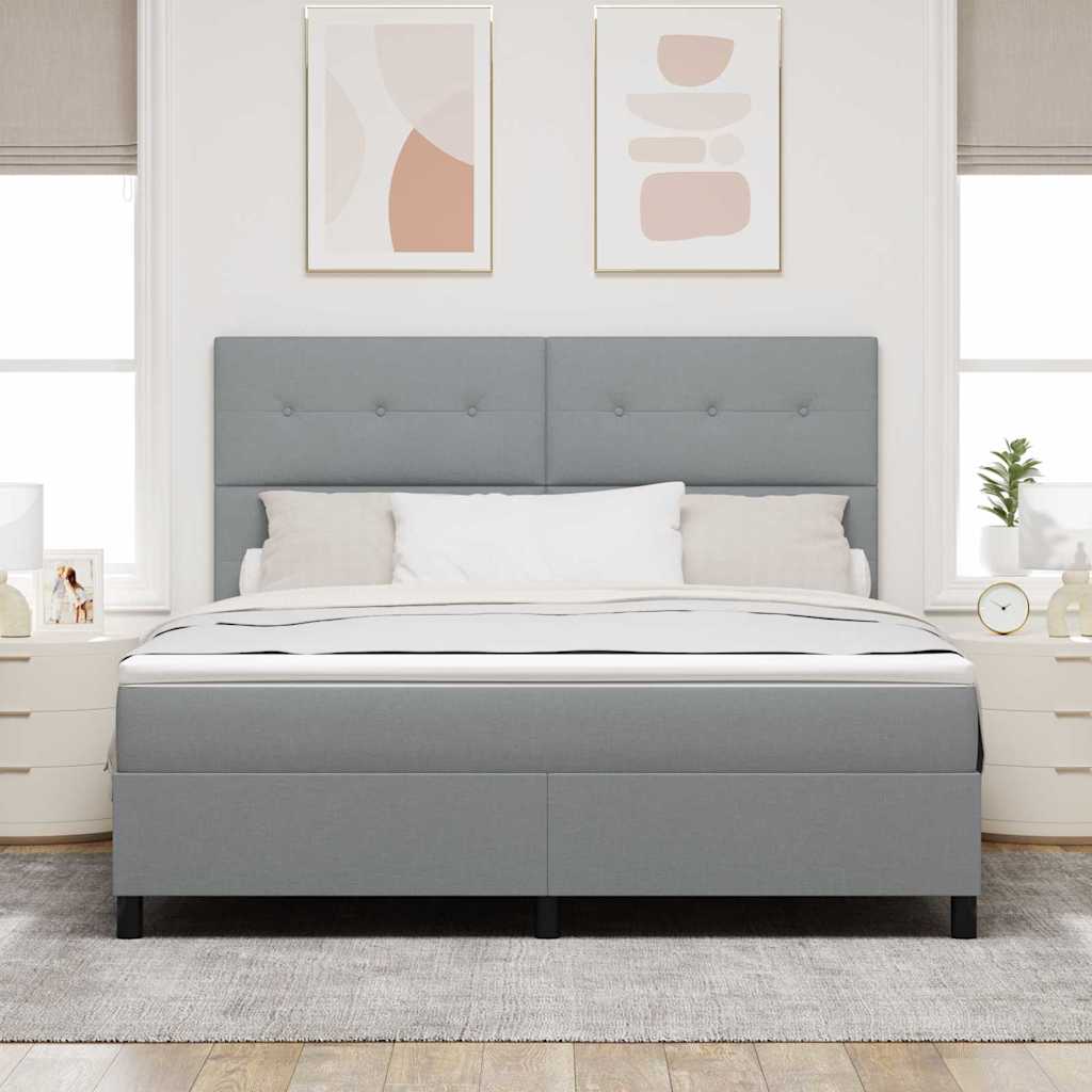 Boxrugós ágy fejtámlával Világosszürke 180 x 200 cm szövet