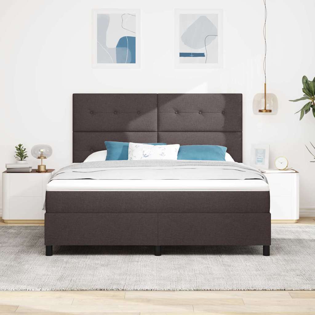 Boxrugós ágy fejtámlával Sötét Barna 180 x 200 cm szövet