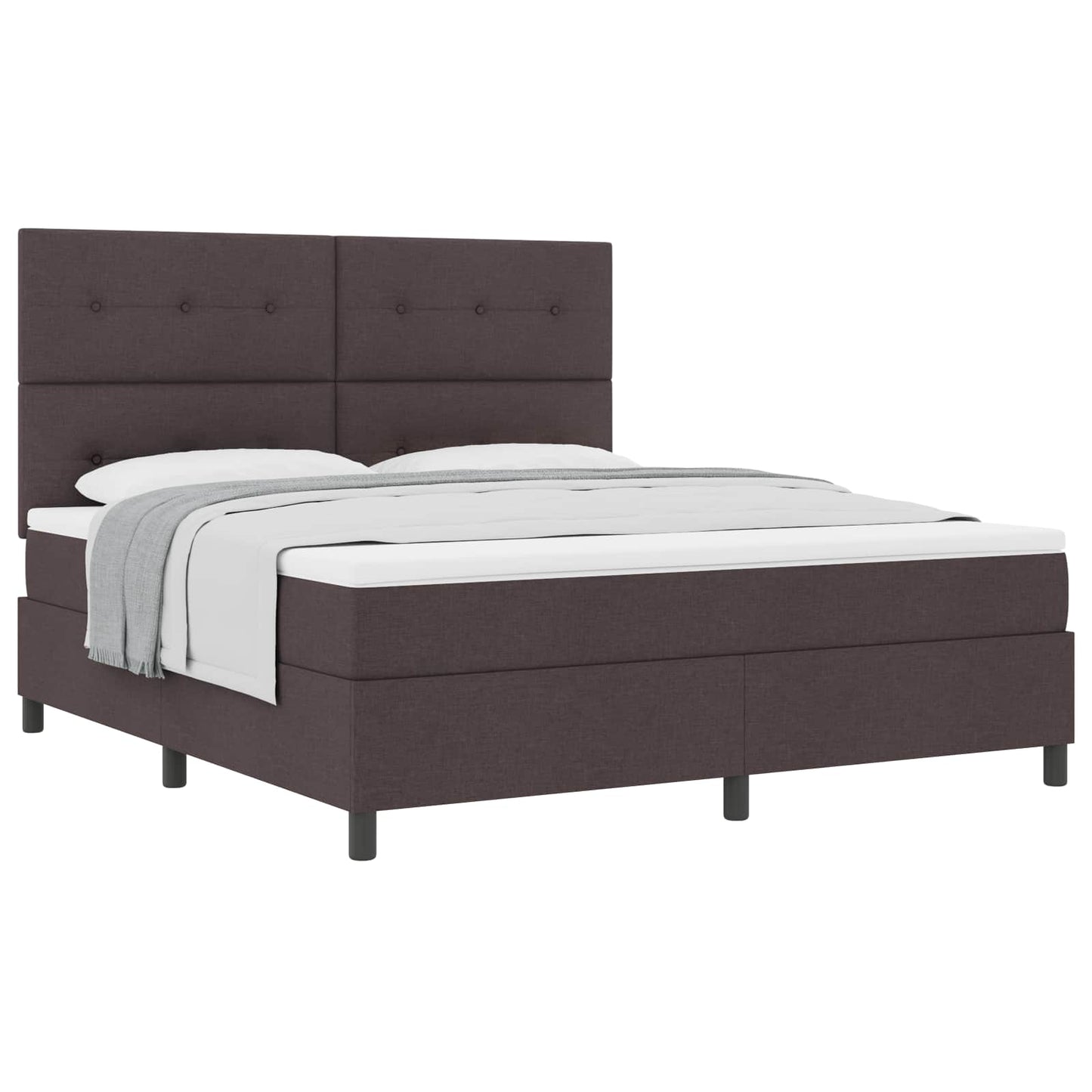 Boxrugós ágy fejtámlával Sötét Barna 180 x 200 cm szövet