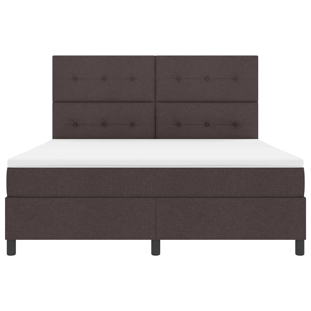 Boxrugós ágy fejtámlával Sötét Barna 180 x 200 cm szövet