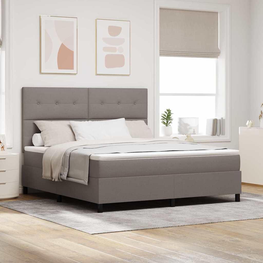 Boxrugós ágy fejtámlával Tópszínű 180 x 200 cm szövet