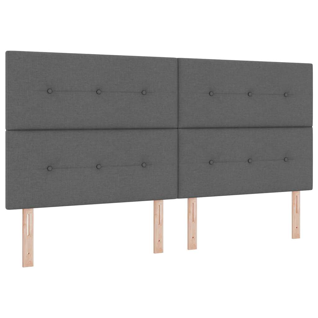 Boxrugós ágy fejtámlával Sötétszürke 200 x 200 cm szövet