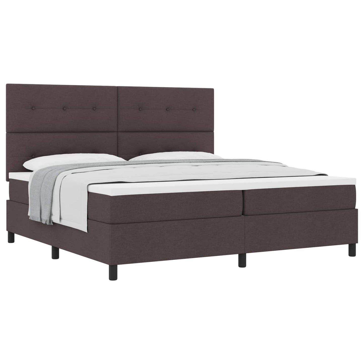 Boxrugós ágy fejtámlával Sötét Barna 200 x 200 cm szövet
