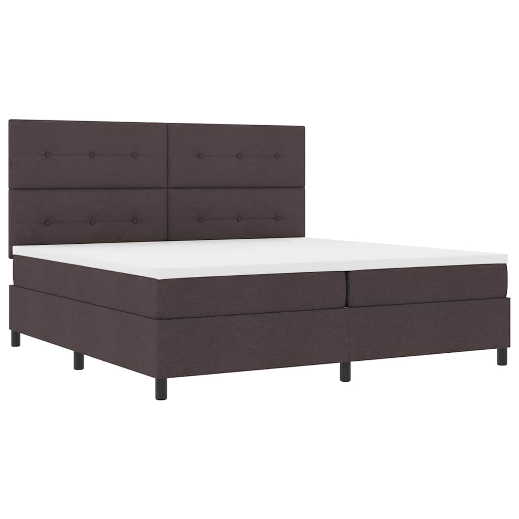 Boxrugós ágy fejtámlával Sötét Barna 200 x 200 cm szövet