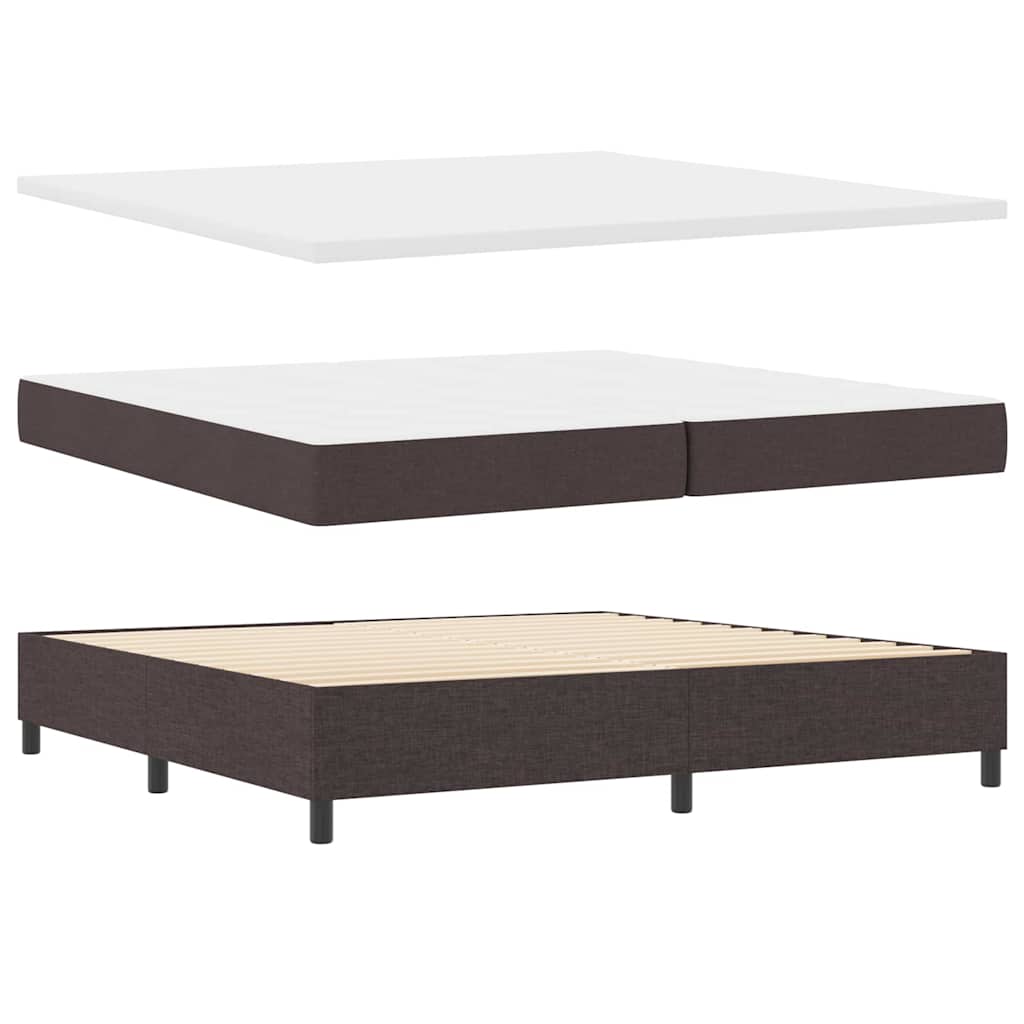 Boxrugós ágy fejtámlával Sötét Barna 200 x 200 cm szövet