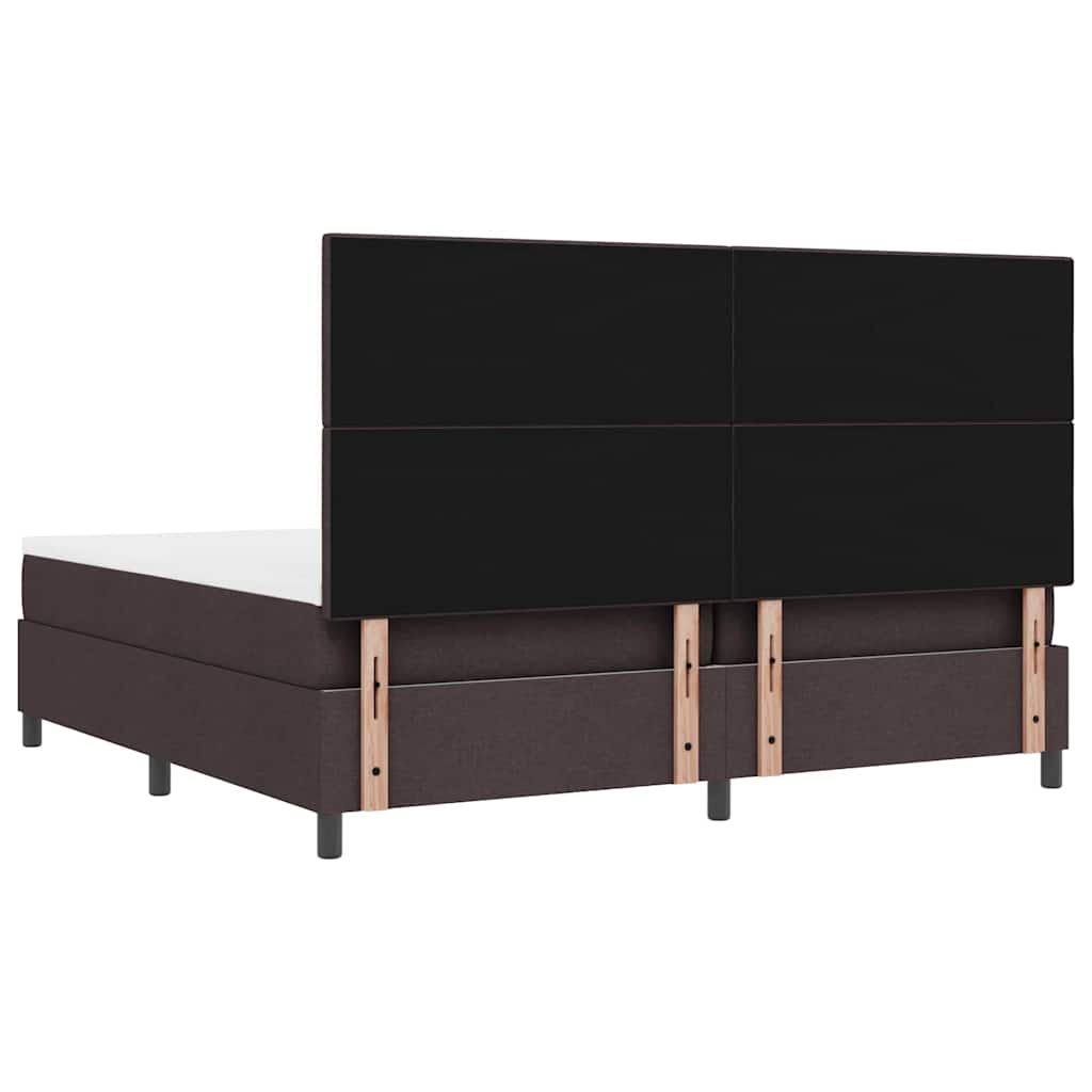 Boxrugós ágy fejtámlával Sötét Barna 200 x 200 cm szövet